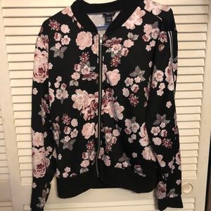 Rue 21 NWOT Black and Pink Floral Bomber Jacket